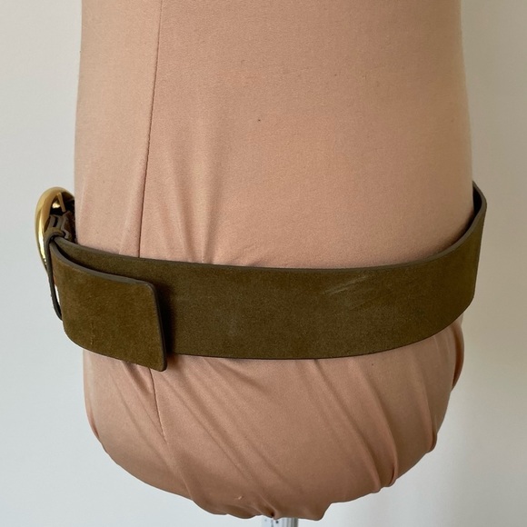 Frame Cargo Green Suede Gold Hardware Adjustable O Ring Belt LWBT0065 Sz Medium - Picture 3 of 10